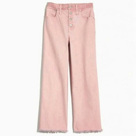 MADEWELL Wide-Leg Crop Jeans: Garment-Dyed Edition Pink Sz 36/18 {3G49} - Picture 1 of 5